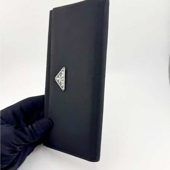 Prada Tessuto Continental Long Wallet Black Nylon & Leather w/ Silver Hardware - Picture 6 of 13